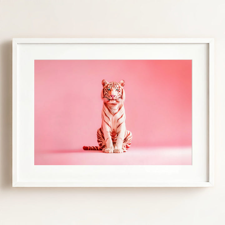 Portrait of a Pink Tiger Wall Art Print