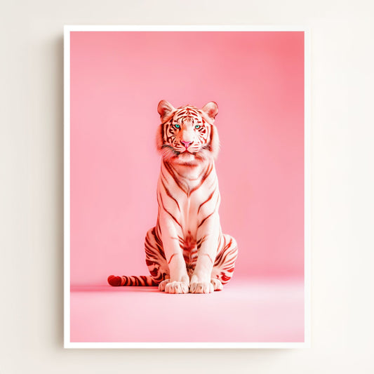 Portrait of a Pink Tiger Wall Art Print