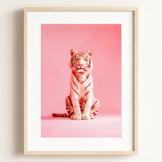 Portrait of a Pink Tiger Wall Art Print