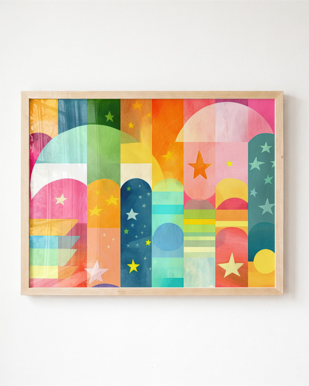 Rainbow Abstract No. 6 Horizontal Art – Framed