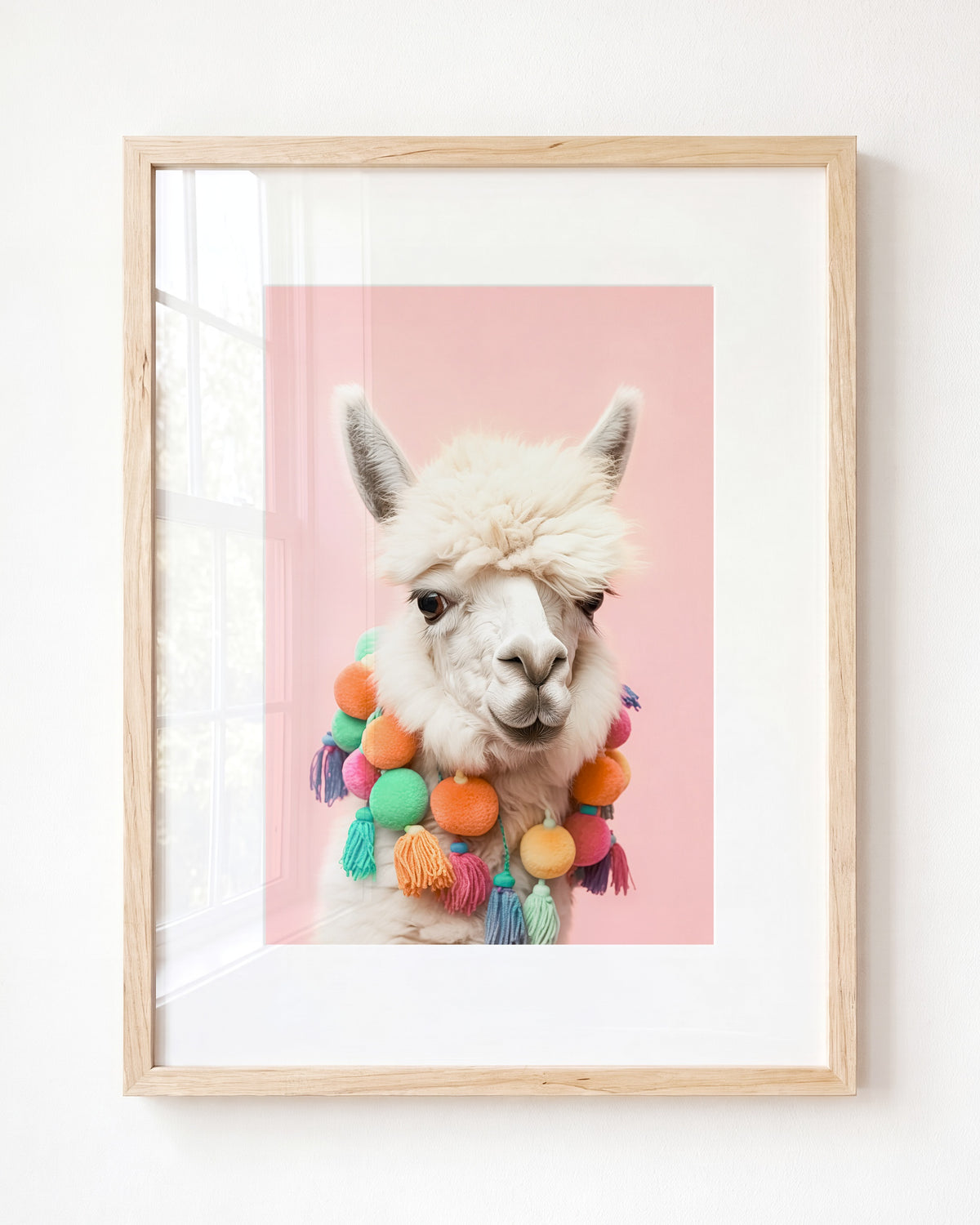 Rainbow Alpaca Wall Art Print - Framed Art