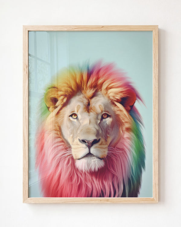 Rainbow Lion - Framed Art