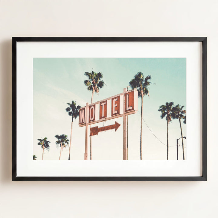 Retro Motel and Palms - horizontal wall art