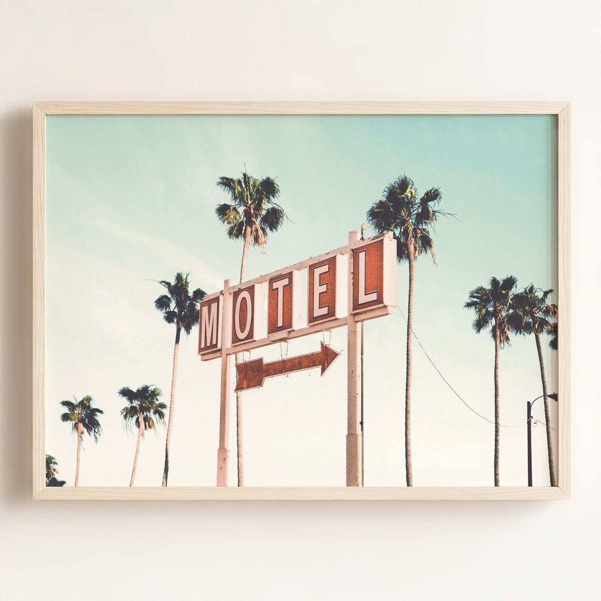 Retro Motel and Palms - horizontal wall art – Framed
