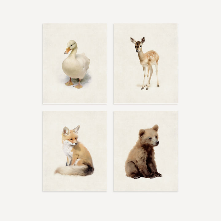 Storybook Animals Set of 4 Nursery Art Prints