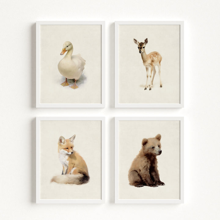 Storybook Animals Set of 4 Nursery Art Prints