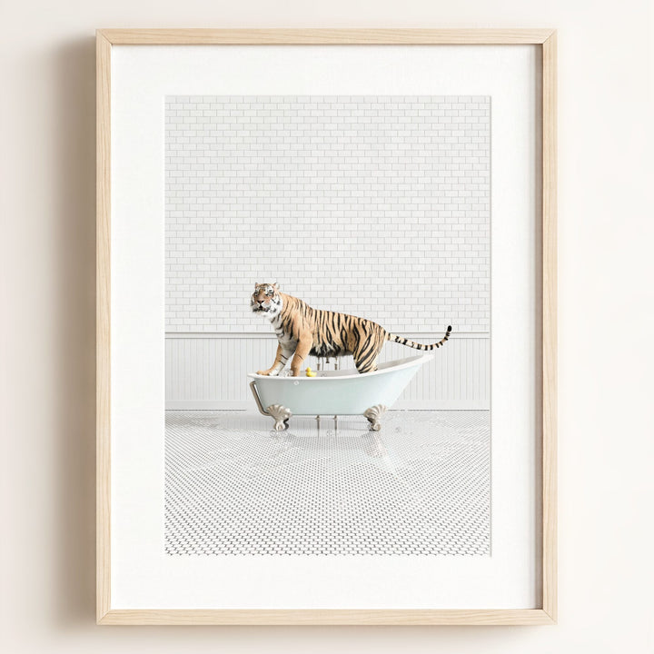 Tiger in Blue Bathtub