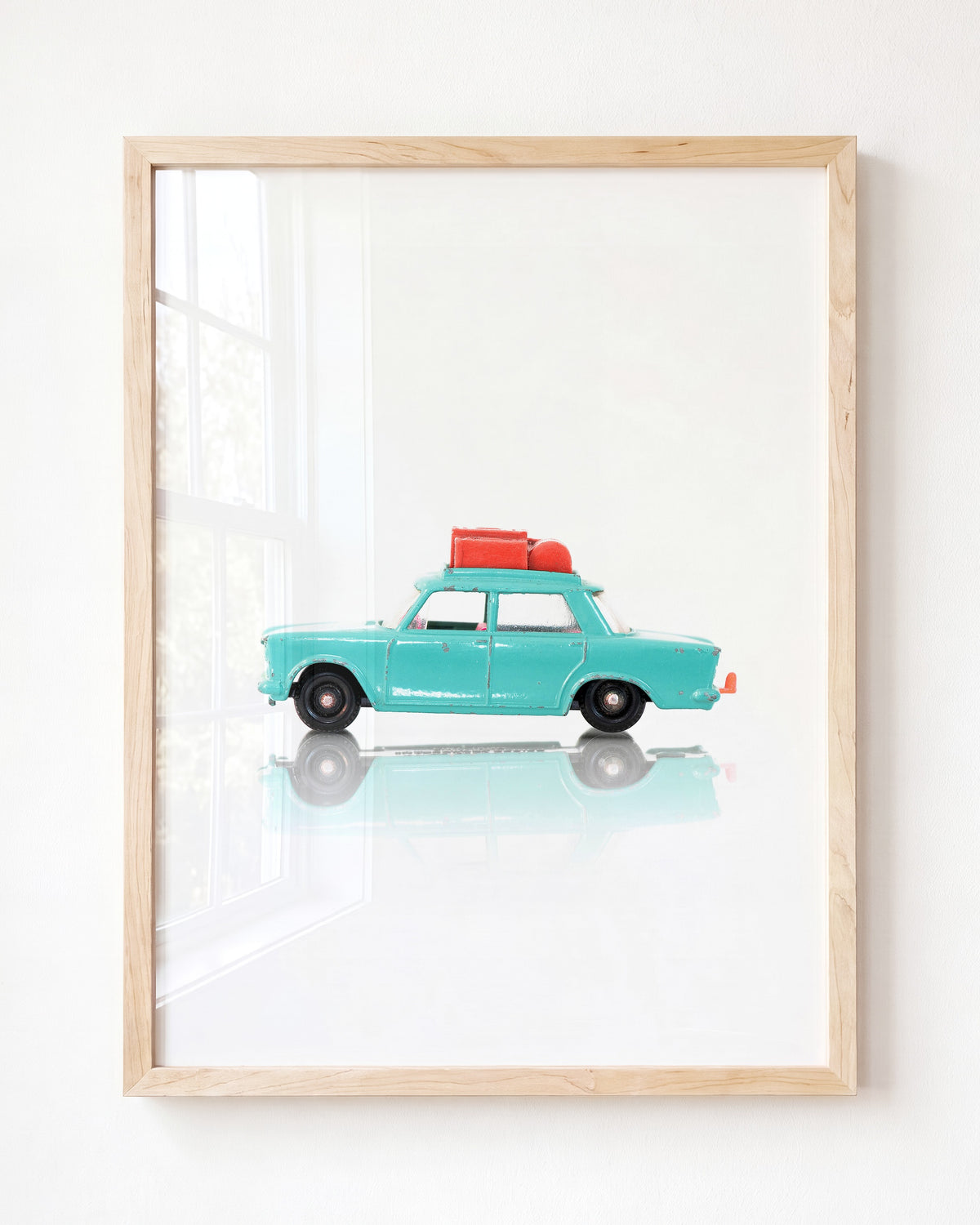 Toy Cars: Fiat Turquoise Car - Framed Art