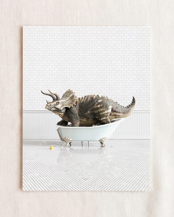 Triceratops in Blue Bathtub
