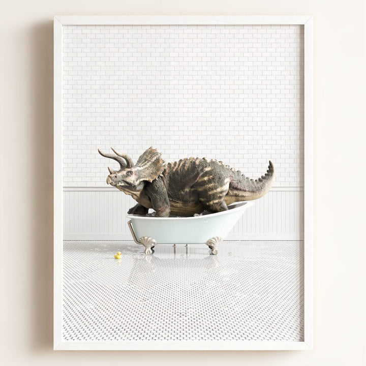 Triceratops in Blue Bathtub