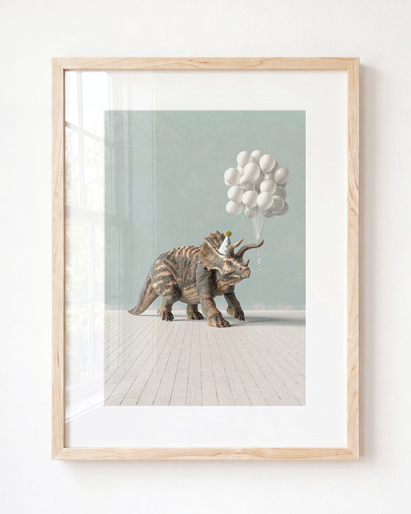 Triceratops Party Animal - Framed Art