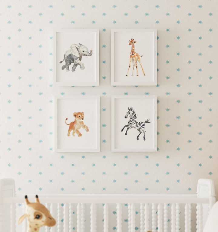 Framed Keepsake Kingdom Watercolor Safari Animals Set of 4