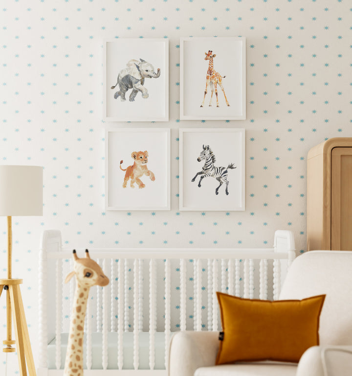 Framed Keepsake Kingdom Watercolor Safari Animals Set of 4