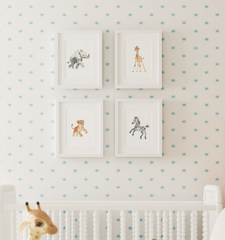 Framed Keepsake Kingdom Watercolor Safari Animals Set of 4