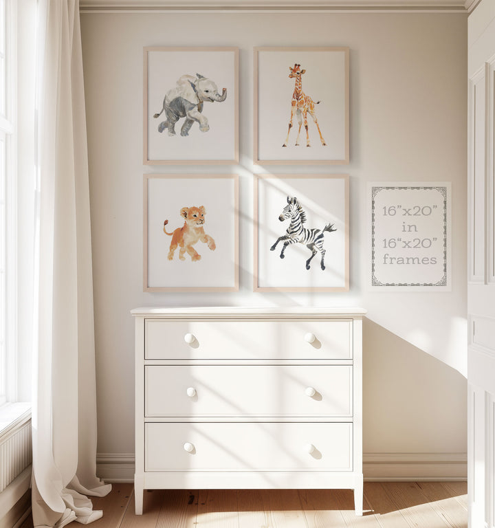 Keepsake Kingdom Watercolor Safari Animals Set of 4