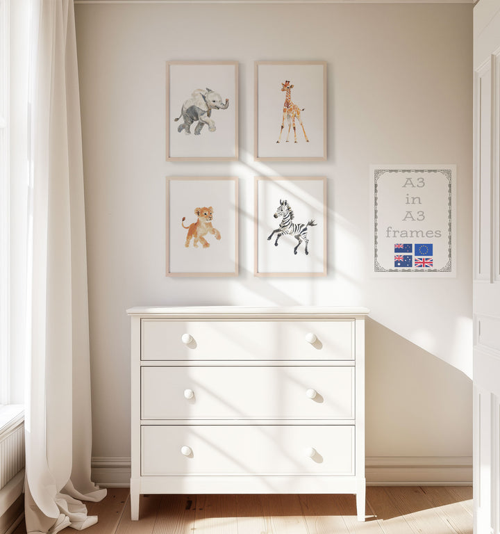 Keepsake Kingdom Watercolor Safari Animals Set of 4