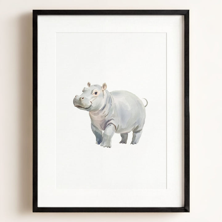Watercolor Hippo Art Print