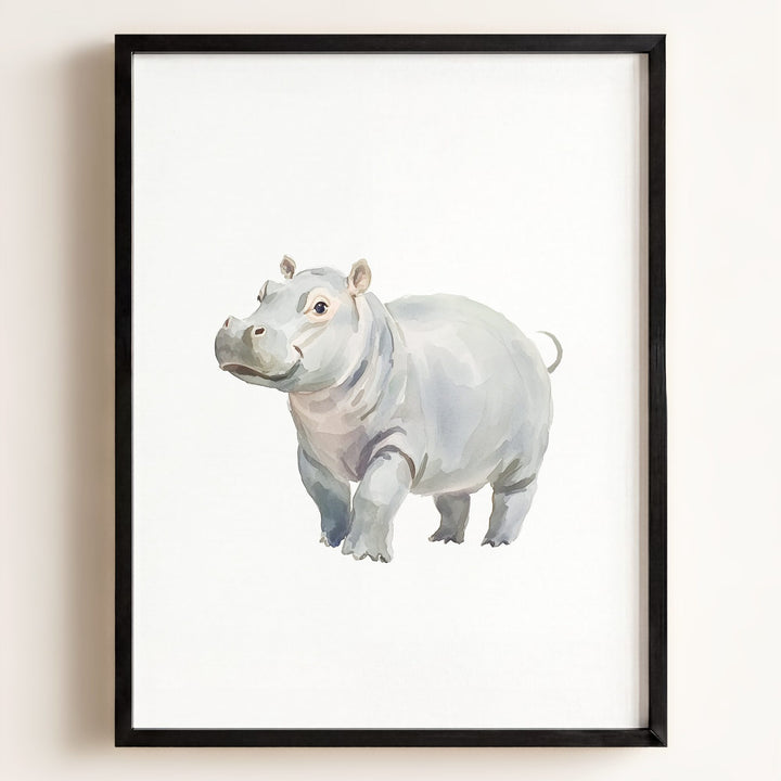 Watercolor Hippo Art Print