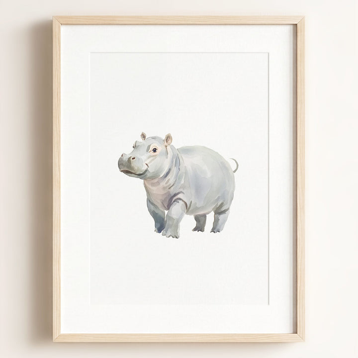 Watercolor Hippo Art Print