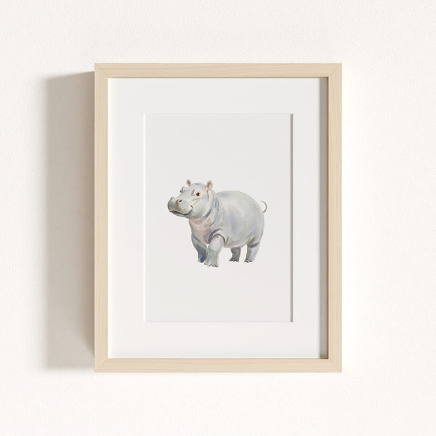 Watercolor Hippo Art Print