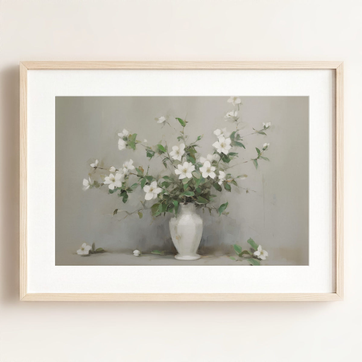 White Blossoms Art Print — Framed Art