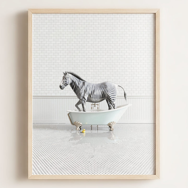 Zebra in Blue Bathtub