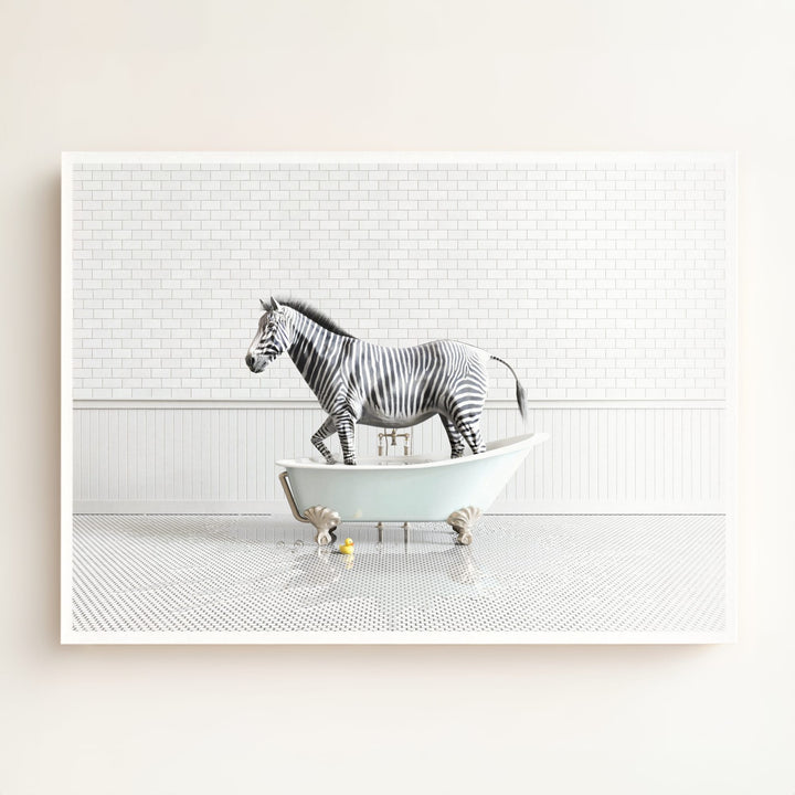 Zebra in Blue Bathtub