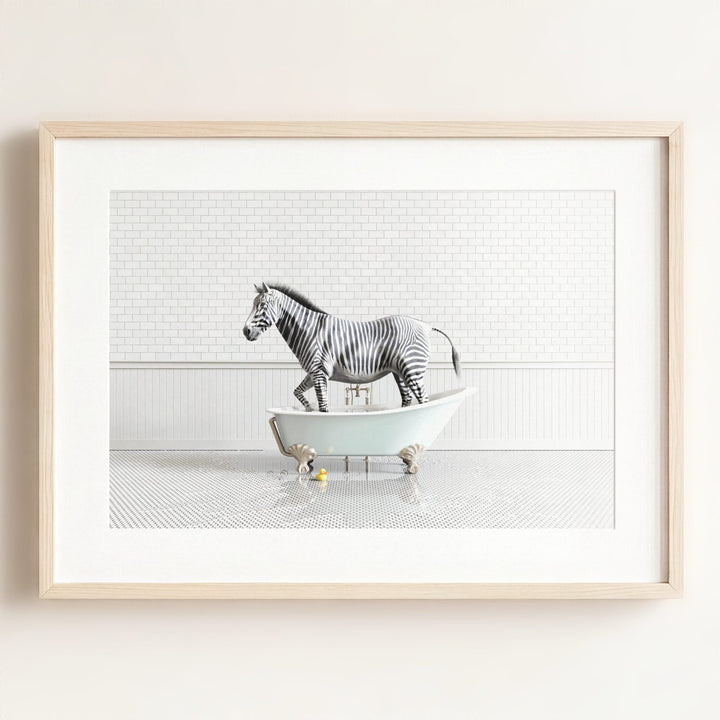 Zebra in Blue Bathtub