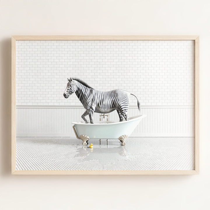 Zebra in Blue Bathtub
