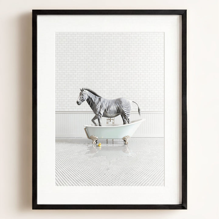 Zebra in Blue Bathtub