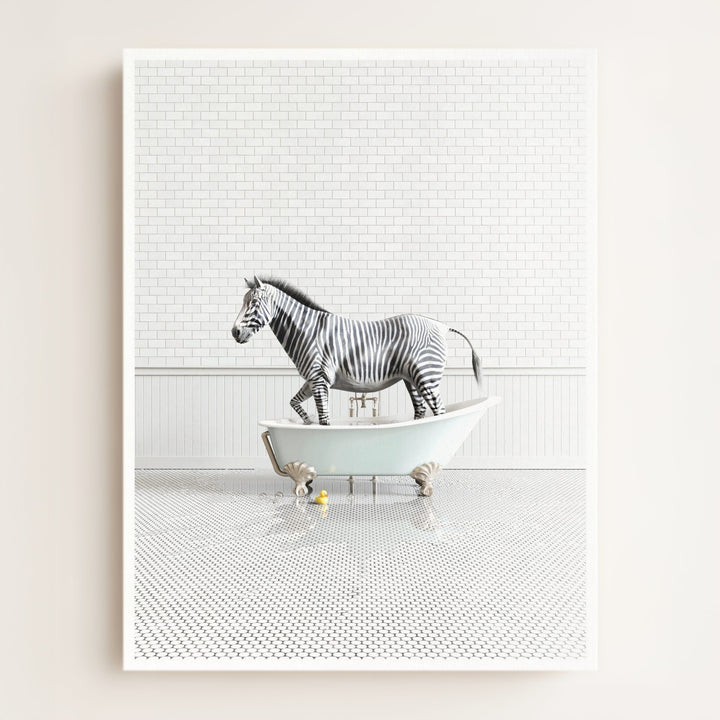 Zebra in Blue Bathtub