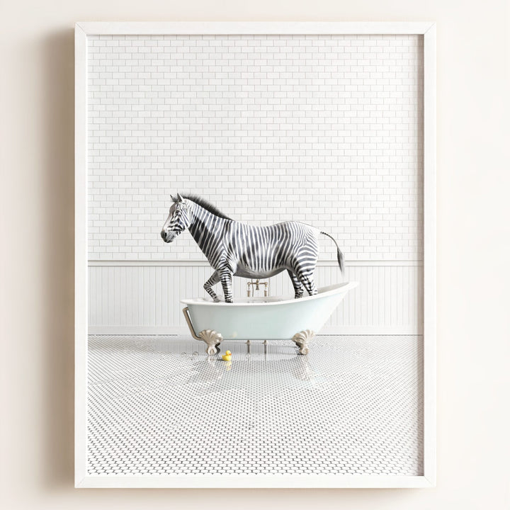 Zebra in Blue Bathtub