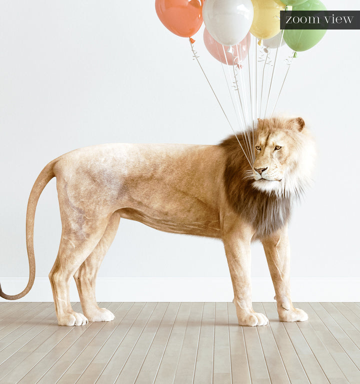 Lion with Balloons Art Print