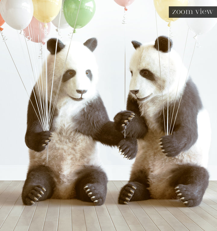 Pandas with Balloons Art Print