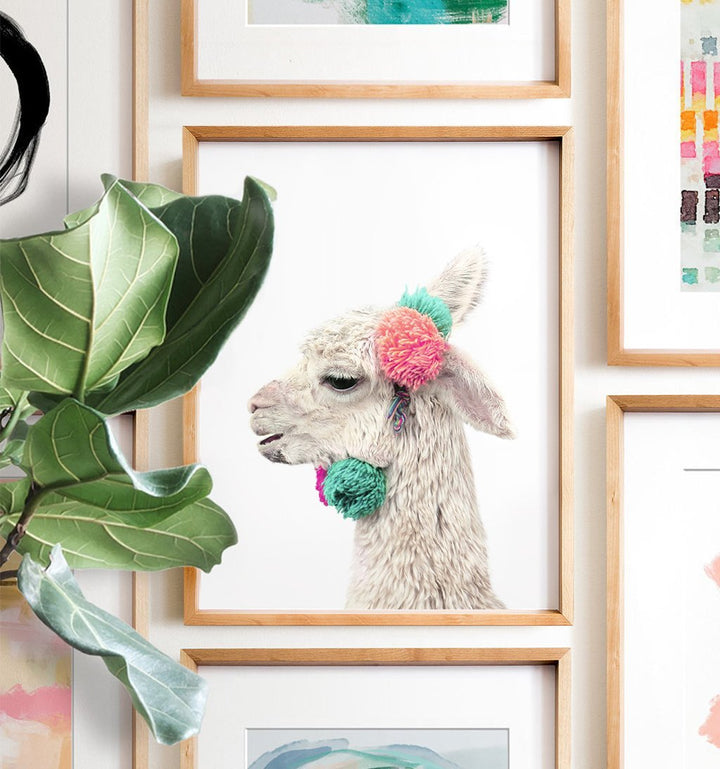 Decorated Llama (white background) - The Crown Prints