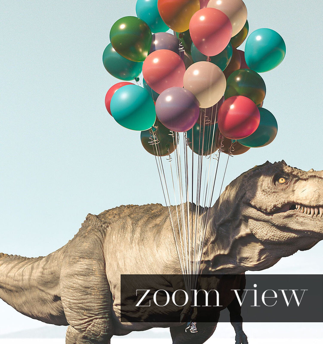 Tyrannosaurus Rex with Balloons Art Print