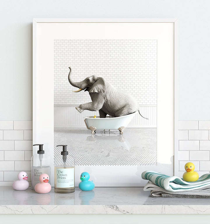 Elephant in Blue Bathtub
