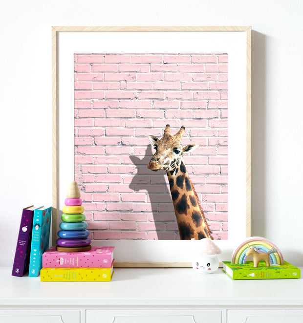 Giraffe on a Pink Wall