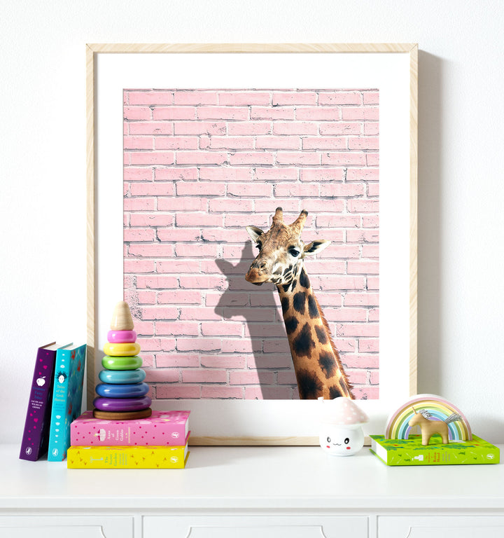 Giraffe on a Pink Wall