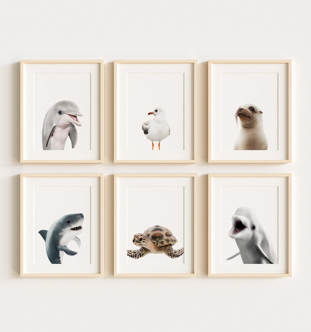 Sea Animals Set of 6 Nursery Decor Art Prints