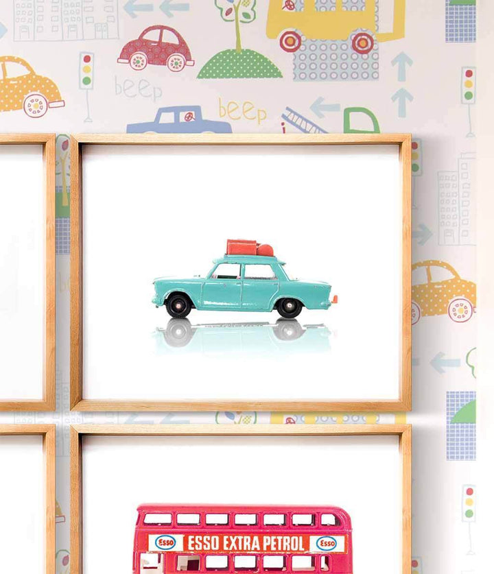 Toy Car: Turquoise Fiat Print - The Crown Prints