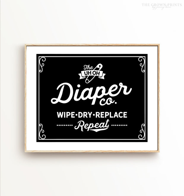 Uh Oh Diaper Co - Funny Nursery Art - horizontal -