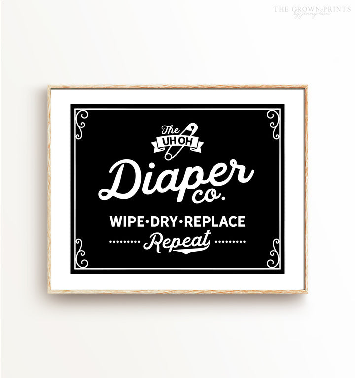 Uh Oh Diaper Co - Funny Nursery Art - horizontal -