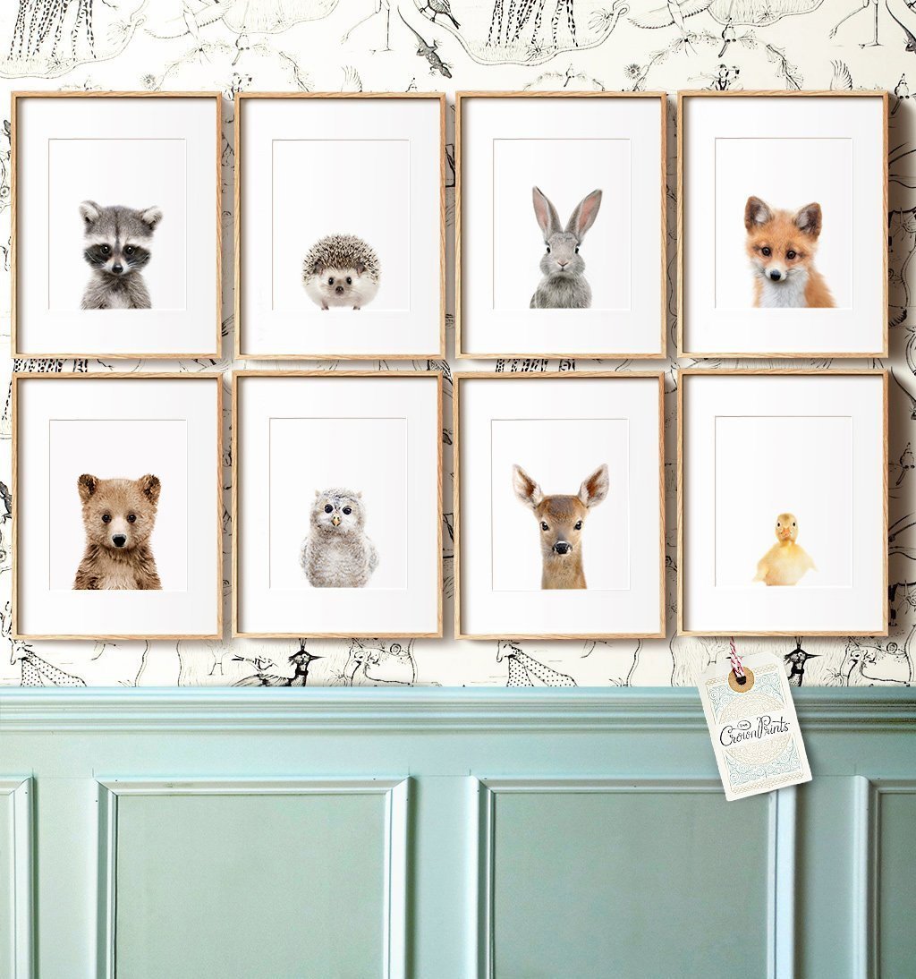 Woodland Animals Set of 8 Baby Animals Nursery Decor Art Prints