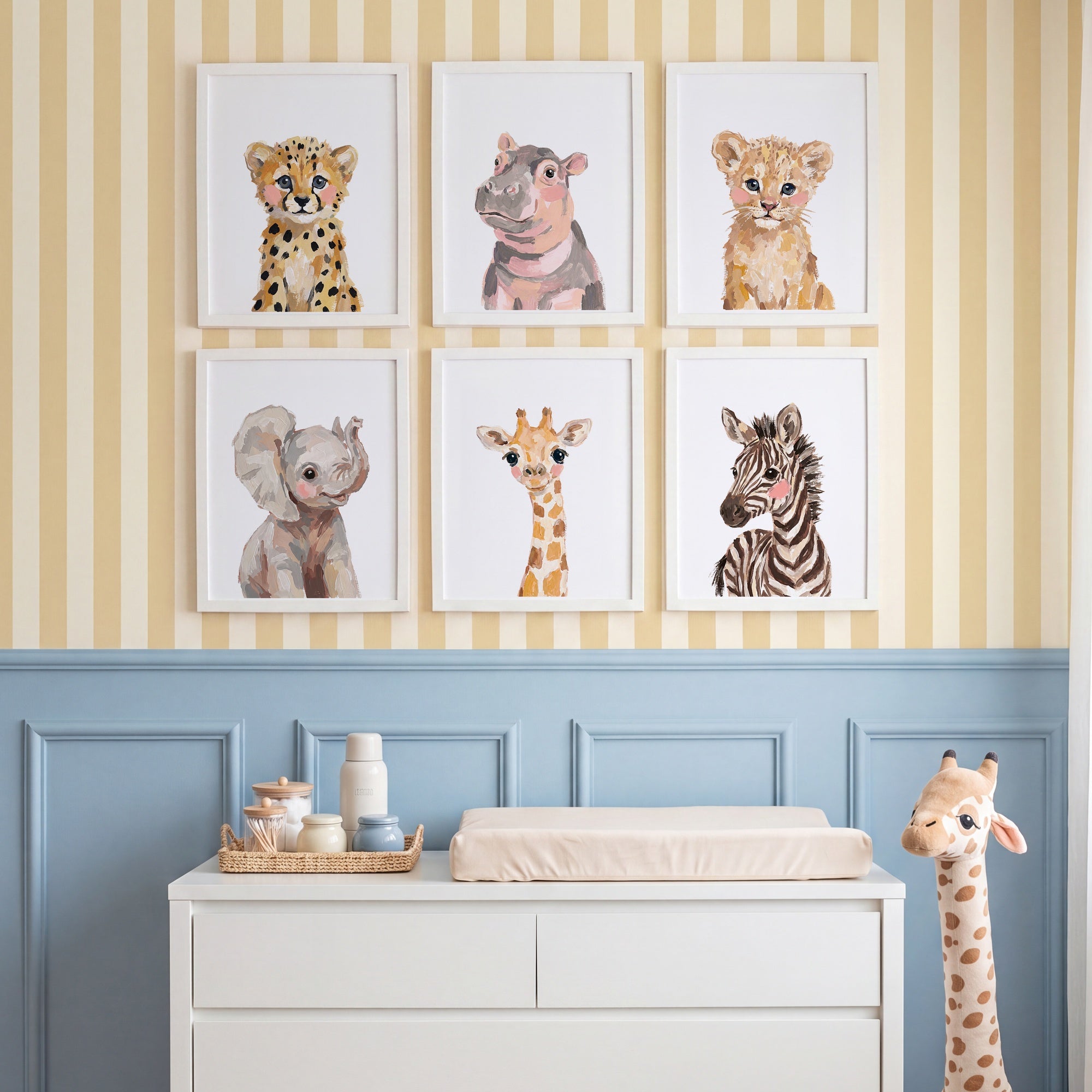 Painted Animal Pals Nursery Art