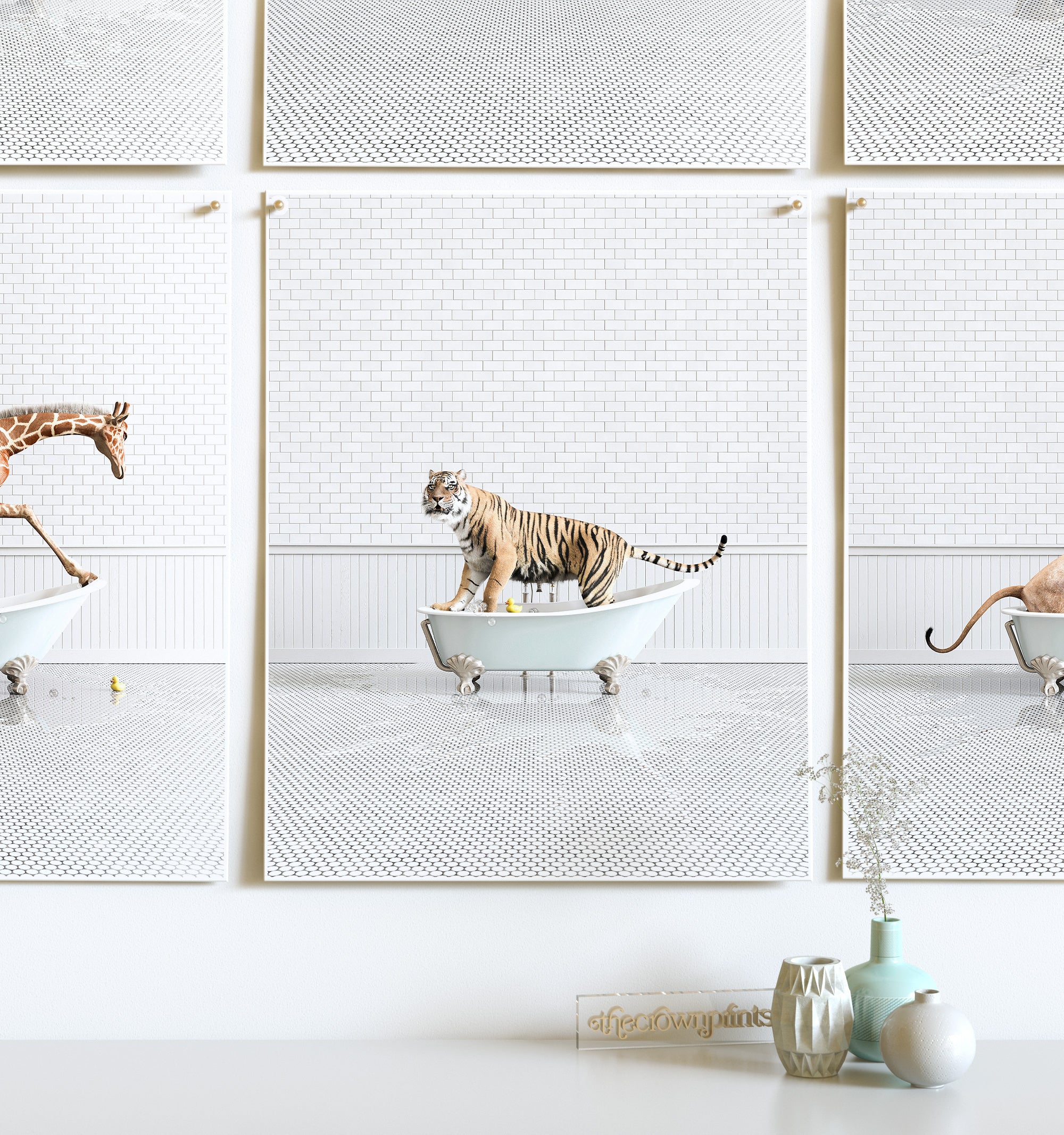 Animals in Bathtubs Art
