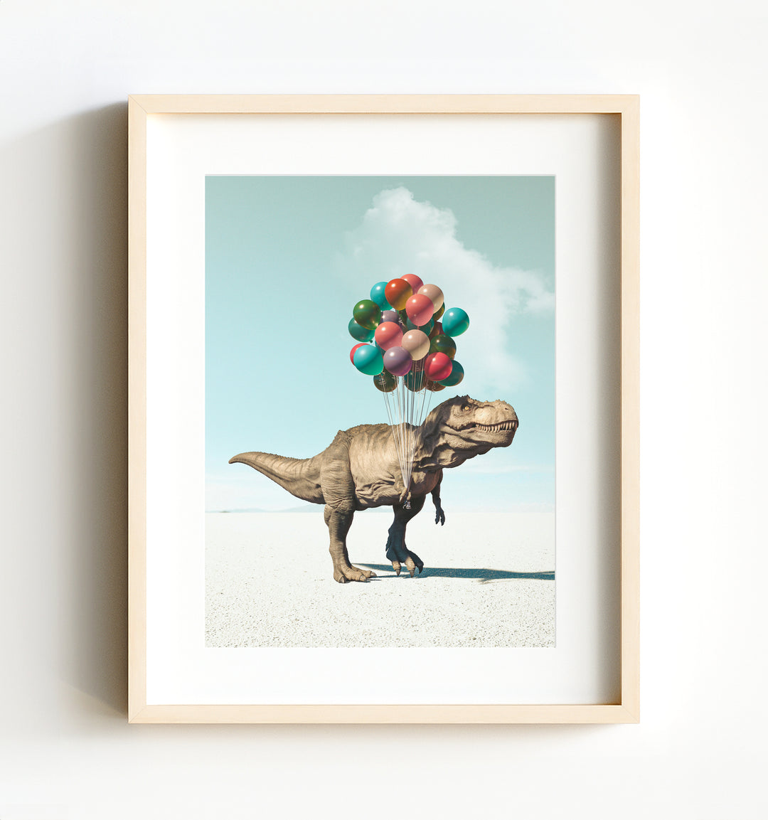 Tyrannosaurus Rex with Balloons Art Print