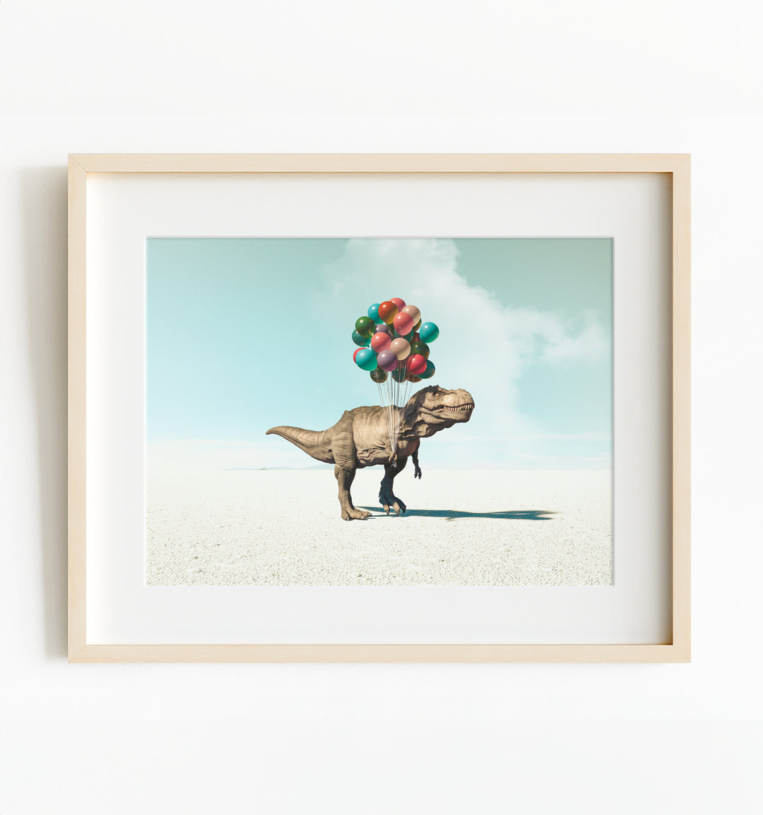 Tyrannosaurus Rex with Balloons Art Print