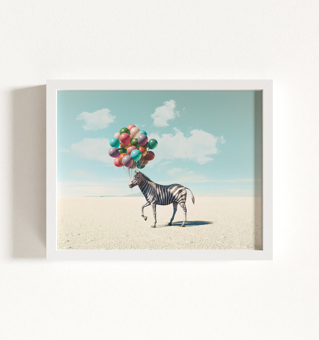 Zebra with Balloons Framed Art