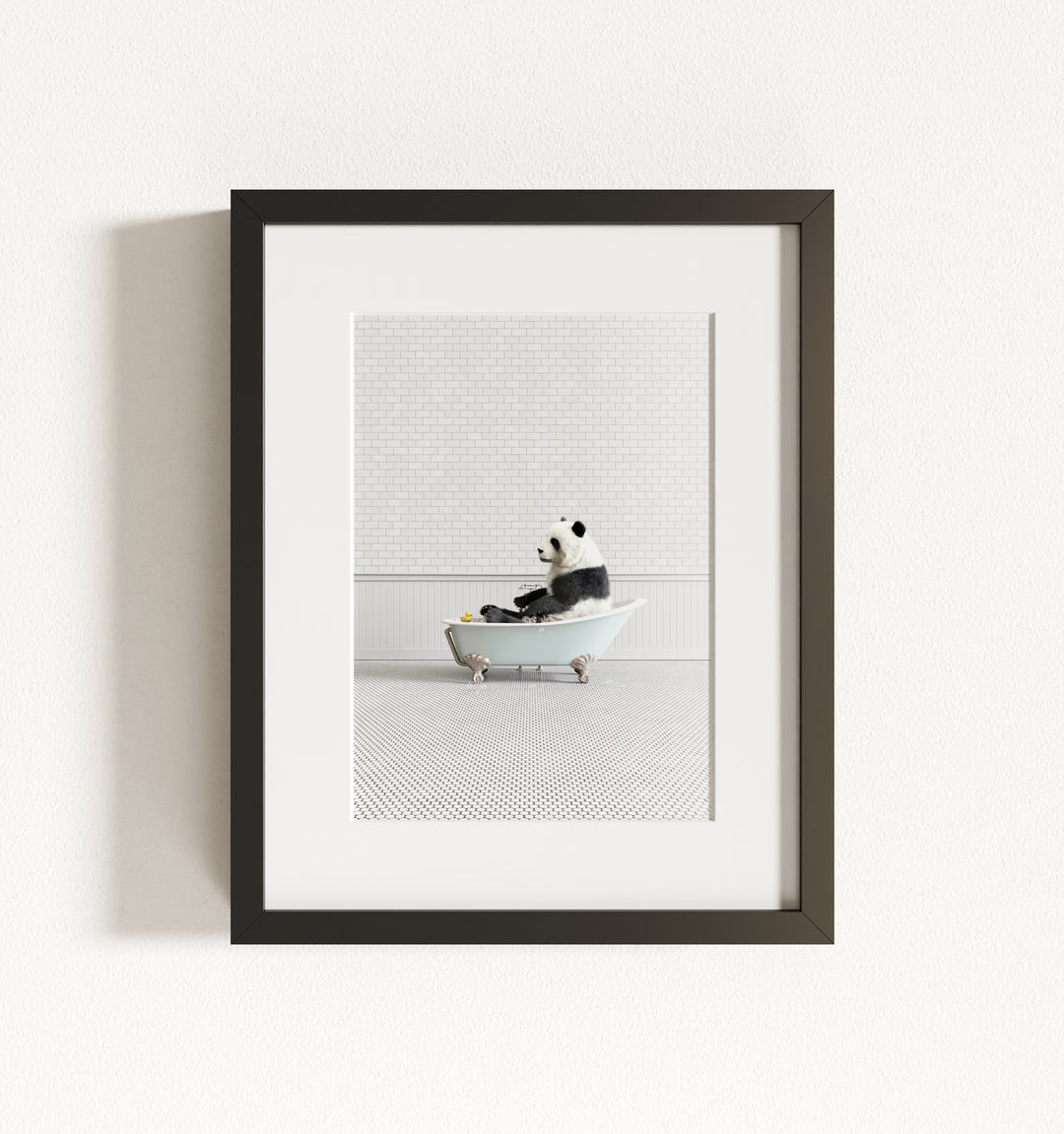 Panda in Blue Bathtub Framed Art